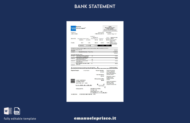 stile verificato Modello Excel di estratto conto bancario USA New York American 